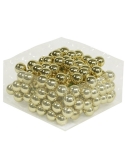 Set 144 globuri din sticla auriu shiny 2.5 cm cu sarma