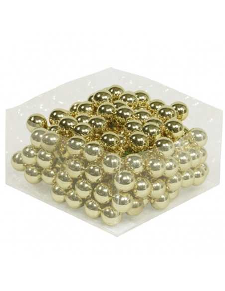 Set 144 globuri din sticla auriu shiny 2.5 cm cu sarma