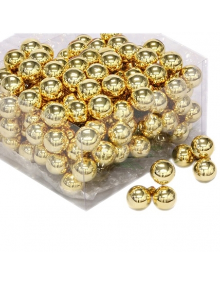 Set 144 globuri din sticla auriu shiny 2.5 cm cu sarma