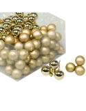 Set 144 globuri din sticla auriu mat+lucios 2 cm cu sarma