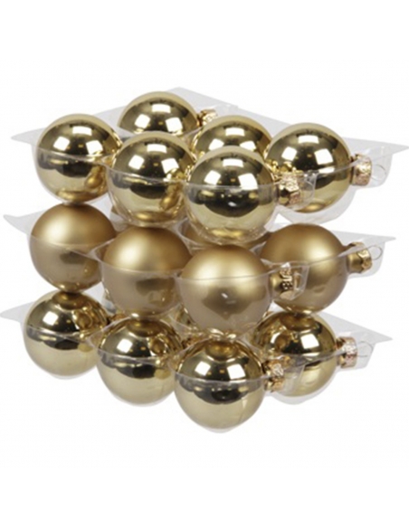 Set 18 globuri din sticla auriu mat + shiny 4cm