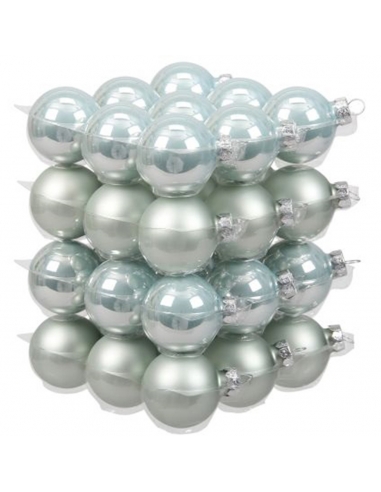 Set 36 globuri din sticla bleu mat + shiny 4cm