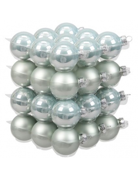 Set 36 globuri din sticla bleu mat + shiny 4cm