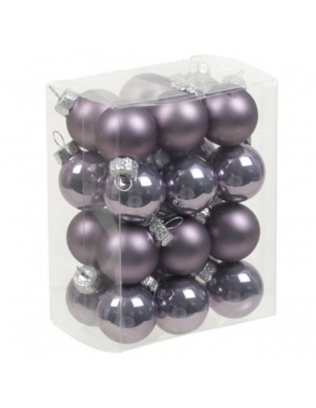 Set 24 globuri din sticla lila, 2 modele 2.5cm