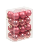 Set 24 globuri din sticla coral pink, 2 modele 2.5cm