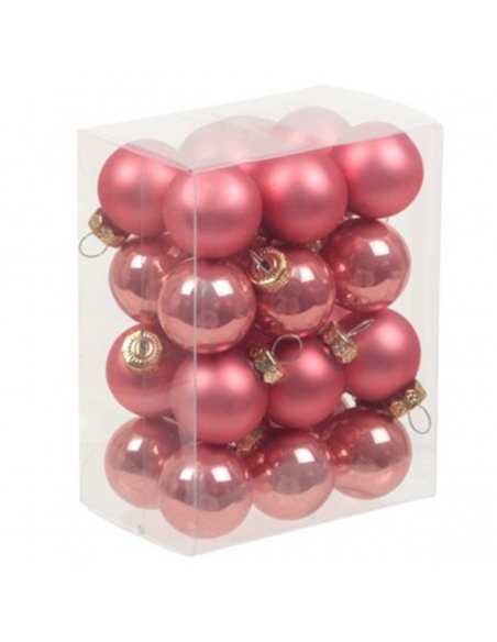 Set 24 globuri din sticla coral pink, 2 modele 2.5cm