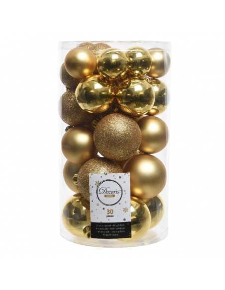 Set 30 globuri shatterproof gold asortate 4-6cm Decoris