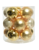 Set 15 globuri din sticla pearl/gold shades matt + shiny 6cm Decoris