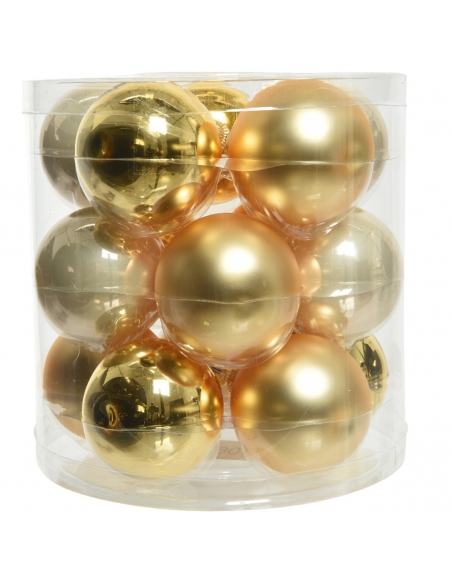 Set 15 globuri din sticla pearl/gold shades matt + shiny 6cm Decoris