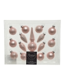 Globuri din sticla decor brad blush pink mix 3-13cm Decoris