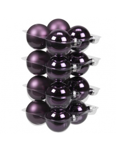 Set 16 globuri din sticla royal purple, 2 modele 5.7cm