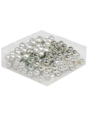 Set 144 globuri din sticla argintiu mat+lucios 2 cm cu sarma