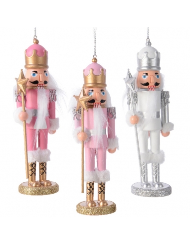 Decoratiune Craciun brad Nutcracker pink / white 17cm Decoris