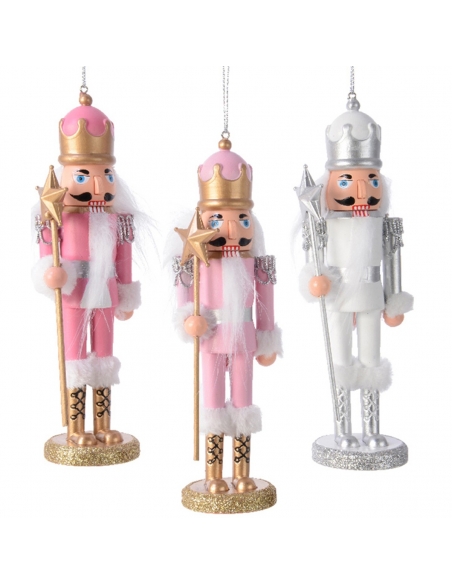 Decoratiune Craciun brad Nutcracker pink / white 17cm Decoris