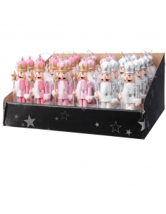 Decoratiune Craciun brad Nutcracker pink / white 17cm Decoris 2
