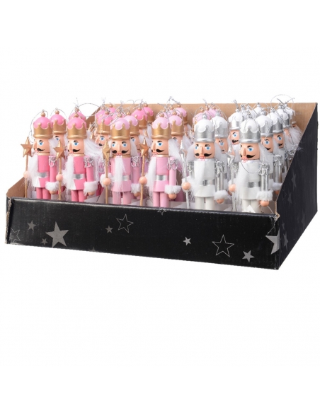 Decoratiune Craciun brad Nutcracker pink / white 17cm Decoris
