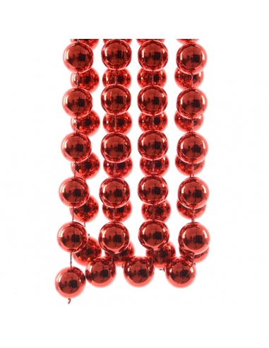 Sirag perle XXL shiny red, ghirlanda 2.7m*2cm Decoris