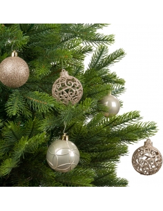 Set 37 globuri champagne pearl matt, shiny, glitter 6cm Decoris 2