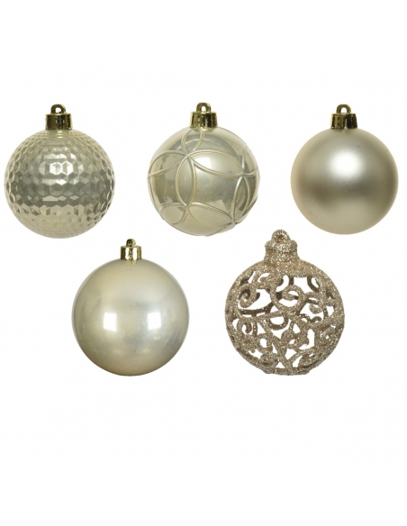 Set 37 globuri champagne pearl matt, shiny, glitter 6cm Decoris