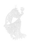 Ornament Craciun ingeras cu porumbel, pandantiv transparent 13cm