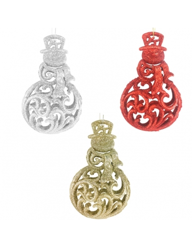 Decoratiune craciun pt brad  om de zapada, pandantiv cu sclipici 13cm set 2