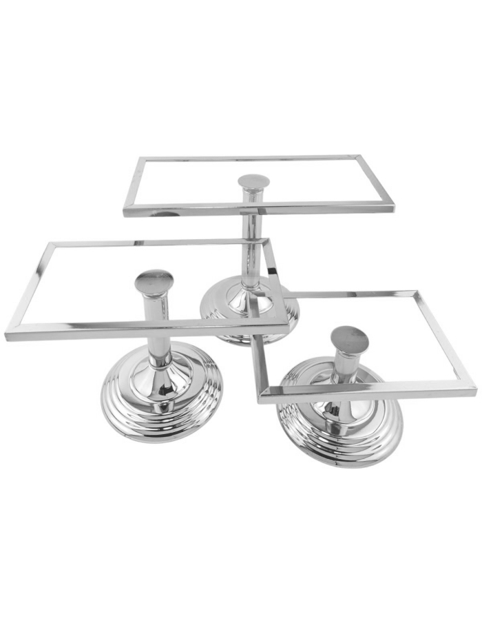 Suport Candy Bar, argintiu cu picior 3/set