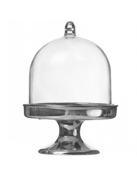 Cupola Acrilica Argintie cu picior, dom 8x5.5 cm