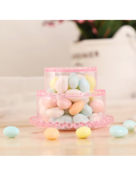 Marturie Botez Baietel Cutiuta acrilica tort etajat bleu 6.5cm