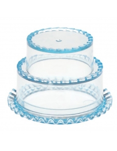 Marturie cutiuta acrilica tort etajat bleu 6.5cm