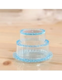 Marturie cutiuta acrilica tort etajat bleu 6.5cm