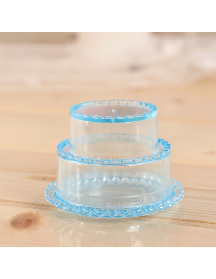 Marturie cutiuta acrilica tort etajat bleu 6.5cm