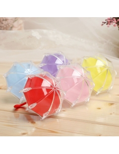 Marturie Botez Baietel Umbreluta acrilica bleu fillable, cutiuta 11cm