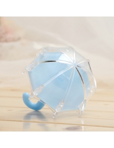 Marturie Botez Baietel Umbreluta acrilica bleu fillable, cutiuta 11cm 2