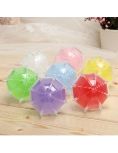 Marturie Botez Fetita Umbreluta acrilica roz fillable, cutiuta 11cm