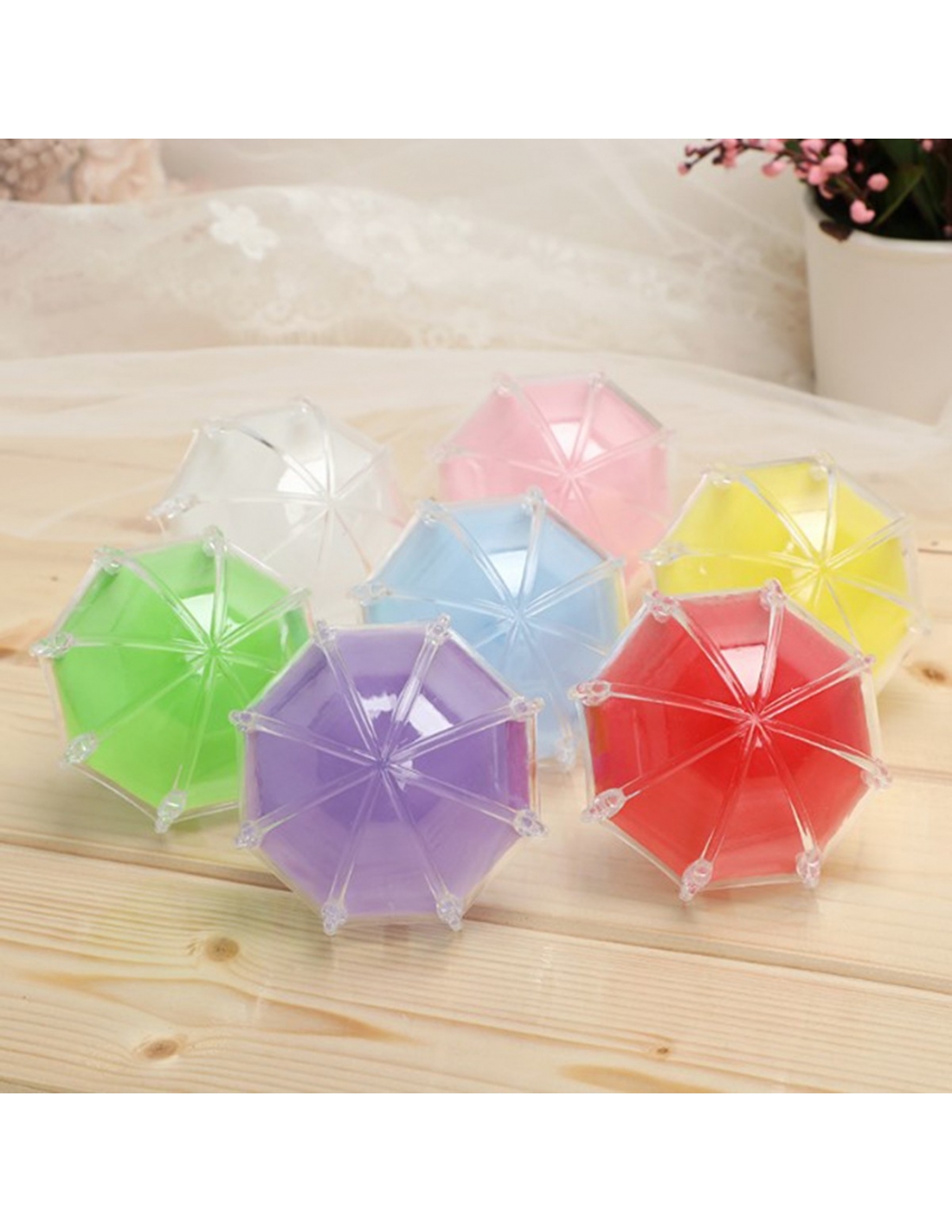 Marturie Botez Umbreluta acrilica alba fillable, cutiuta 11cm