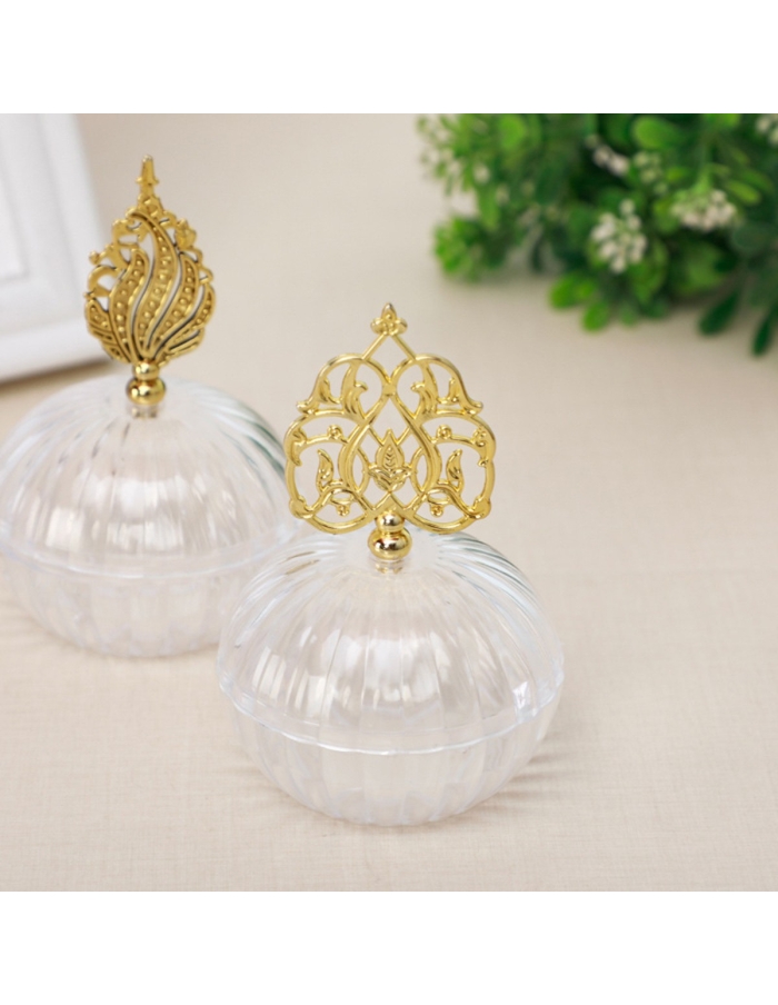 Cutie Nunta din acril, pagoda aurie 9cm