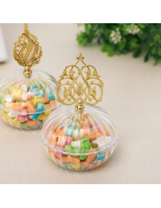 Cutie Nunta din acril, pagoda aurie 9cm