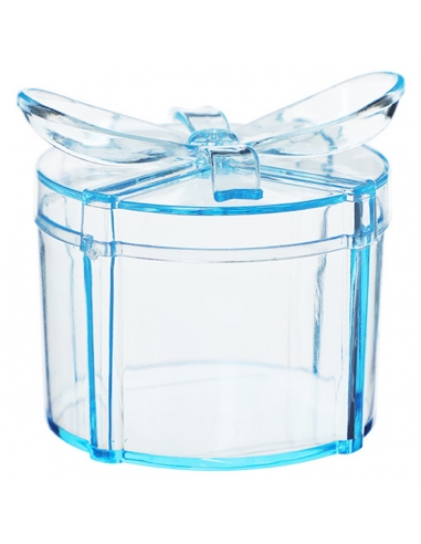 Cadou Acrilic Rotund Bleu cu fundita, caseta 6cm