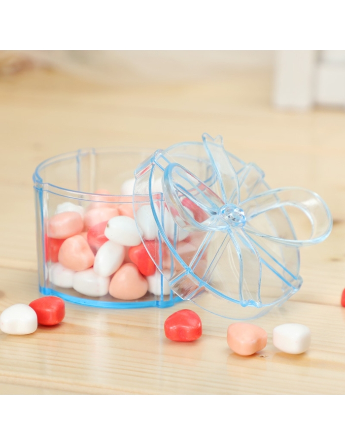 Cadou Acrilic Rotund Bleu cu fundita, caseta 6cm