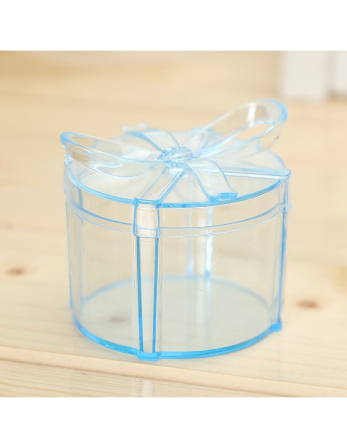 Cadou Acrilic Rotund Bleu cu fundita, caseta 6cm