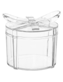 Cadou acrilic rotund transparent cu fundita, caseta 6cm