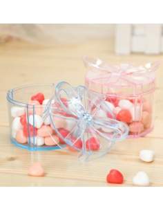 Cadou acrilic rotund transparent cu fundita, caseta 6cm 2