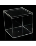 Cutie acrilica cu capac, cub transparent 6.5cm