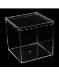 Cutie acrilica cu capac, cub transparent 6.5cm