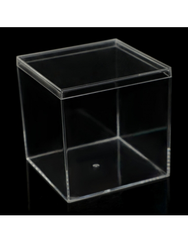 Cutie acrilica cu capac, cub transparent 6.5cm