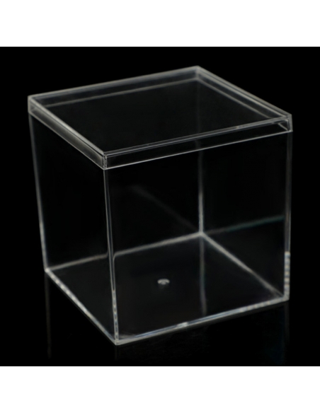 Cutie acrilica cu capac, cub transparent 6.5cm