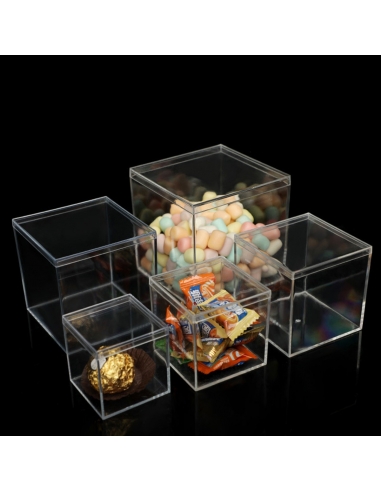 Cutie acrilica cu capac, cub transparent 6.5cm