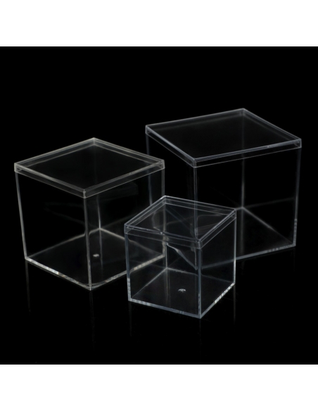 Cutie acrilica cu capac, cub transparent 6.5cm