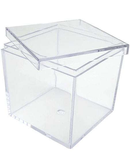 Cutie acrilica cu capac, cub transparent 6.5cm