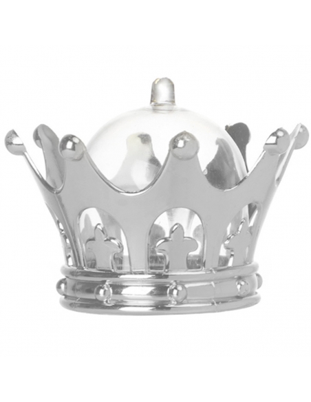 Coroana argintie, cutiuta acrilica 9cm